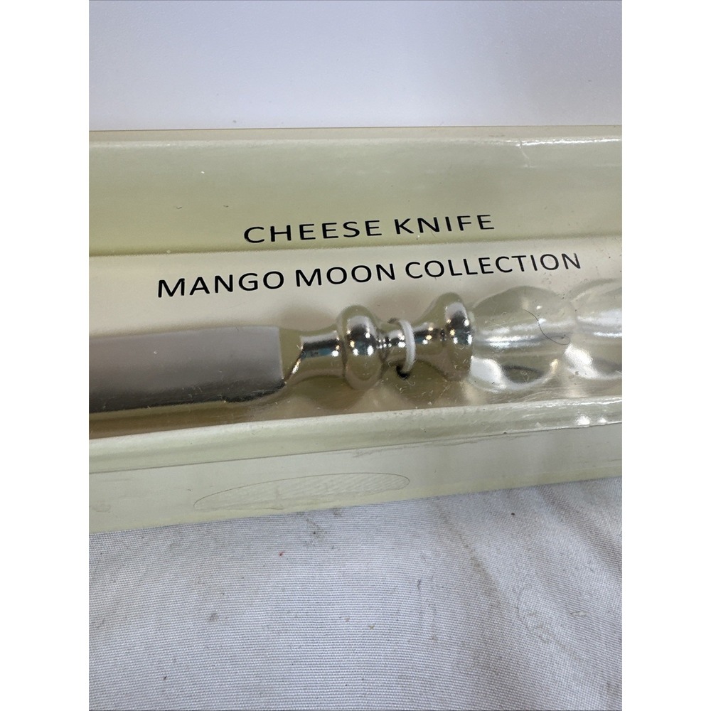 Cheese Knife Mango Moon Collection 9" Clear Lucite Beaded Handle Stainless NIB - Picture 2 of 8